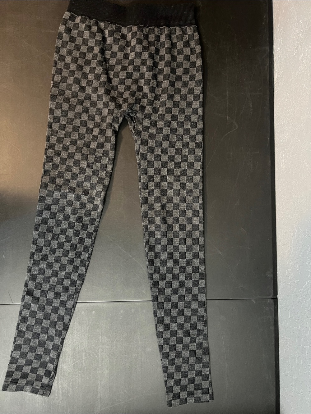 Women's Checkerboard Black & Gray Leggings